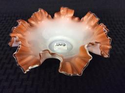 Sm. Cased Glass Ruffled Edge Dish