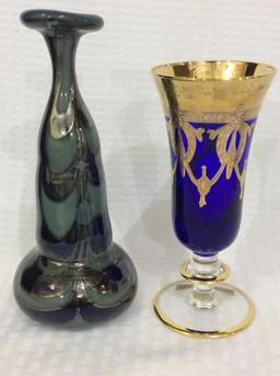 Lot of 2 Vases Including Italy Cobalt Blue