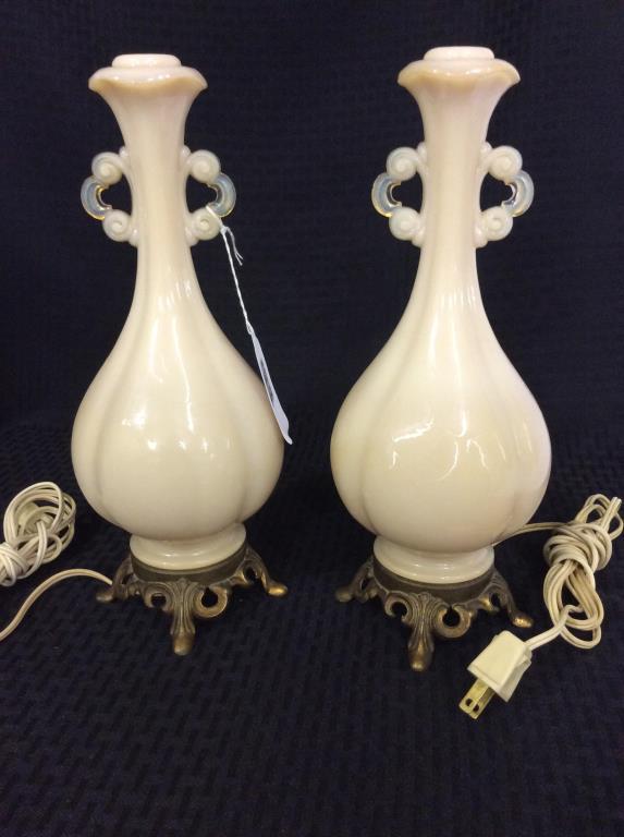 Lot of 2 Aladdin Alacite Urn Lamps w/ Bottom