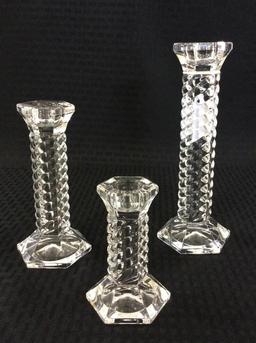 Set of 3 Waterford Graduated Candlesticks