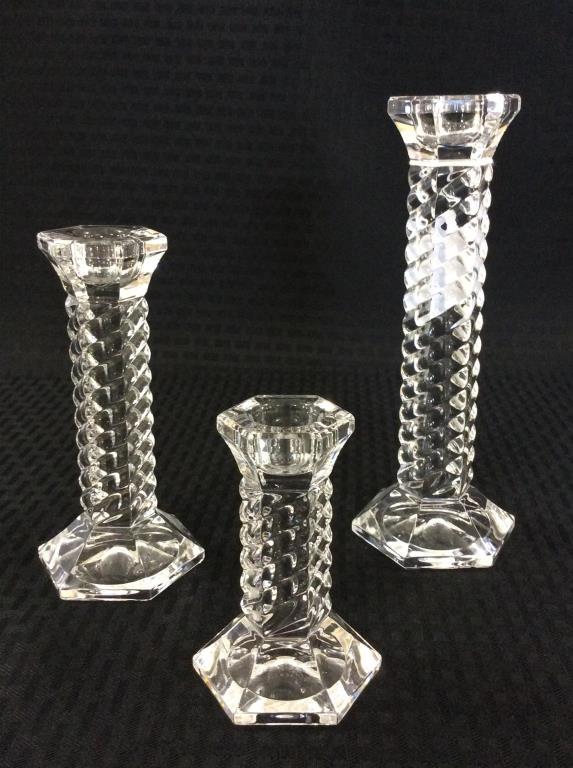 Set of 3 Waterford Graduated Candlesticks