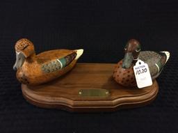 Pair of Miniature Green Wing Teals