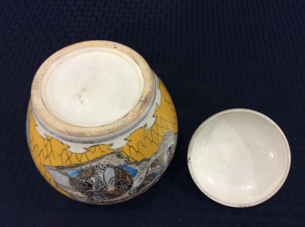 Oriental Painted Biscuit or Cracker Jar