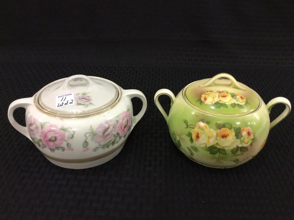 Lot of 2 Dbl Handle Floral Paint Cracker or