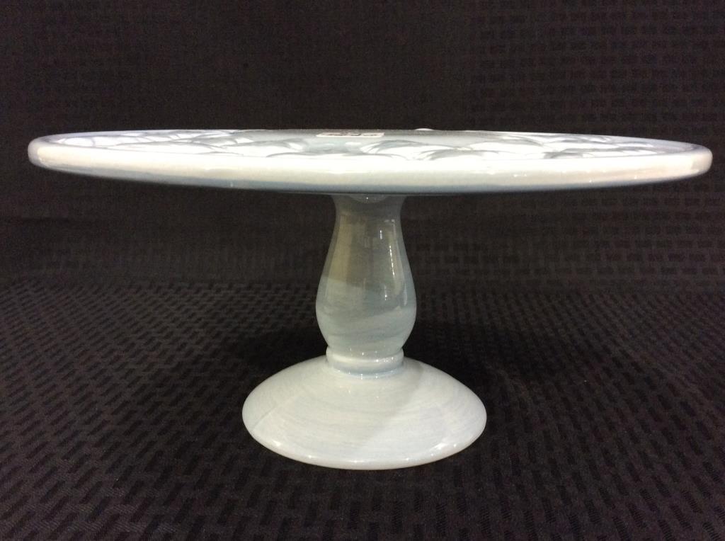 Lot of 2 Stoneware/Pottery Pedestal Cake Stands