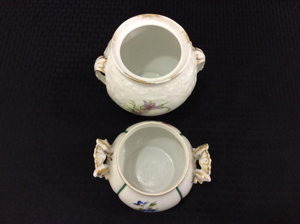 Lot of 2 Floral Paint Dbl Handled Cracker or