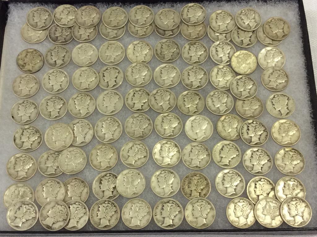 Approx. 90 Various Mercury Dimes-