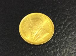 1/4 OZ Gold Krugerand 1982 Coin