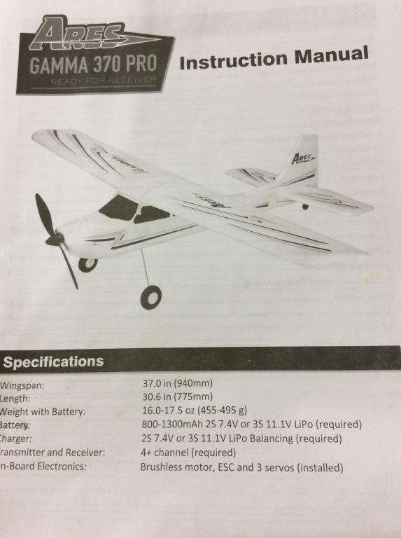 Aries Gamma 370 Pro Sm. RC Flying Plane