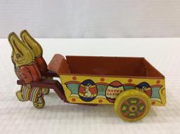 Wyandotte Toys Tin Happy Easter Bunny Drawn Cart