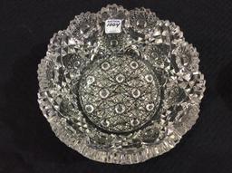 Heavy Ornate Cut Glass Bowl-Signed