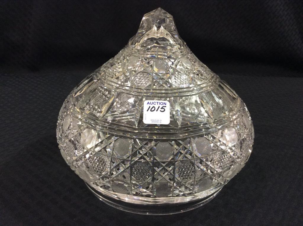 Heavy Cut Glass Lamp Shade ONLY