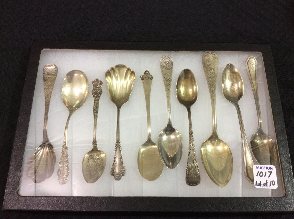 Lot of 10 Various Sterling Silver Spoons