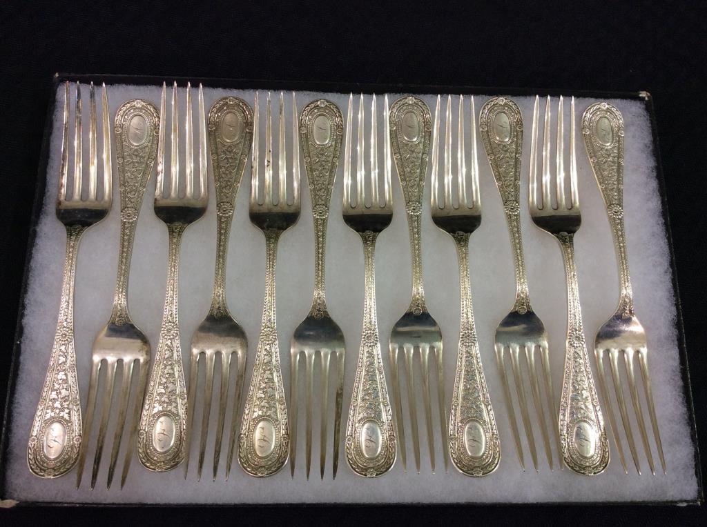 Lot of 12 Matching Ornate Sterling Silver