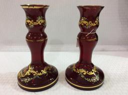 Pair of Red Moser Glass (Approx. 7 1/2 Inch Tall)