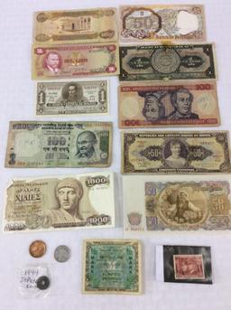 Group of Foreign Coins, Foreign Paper Money