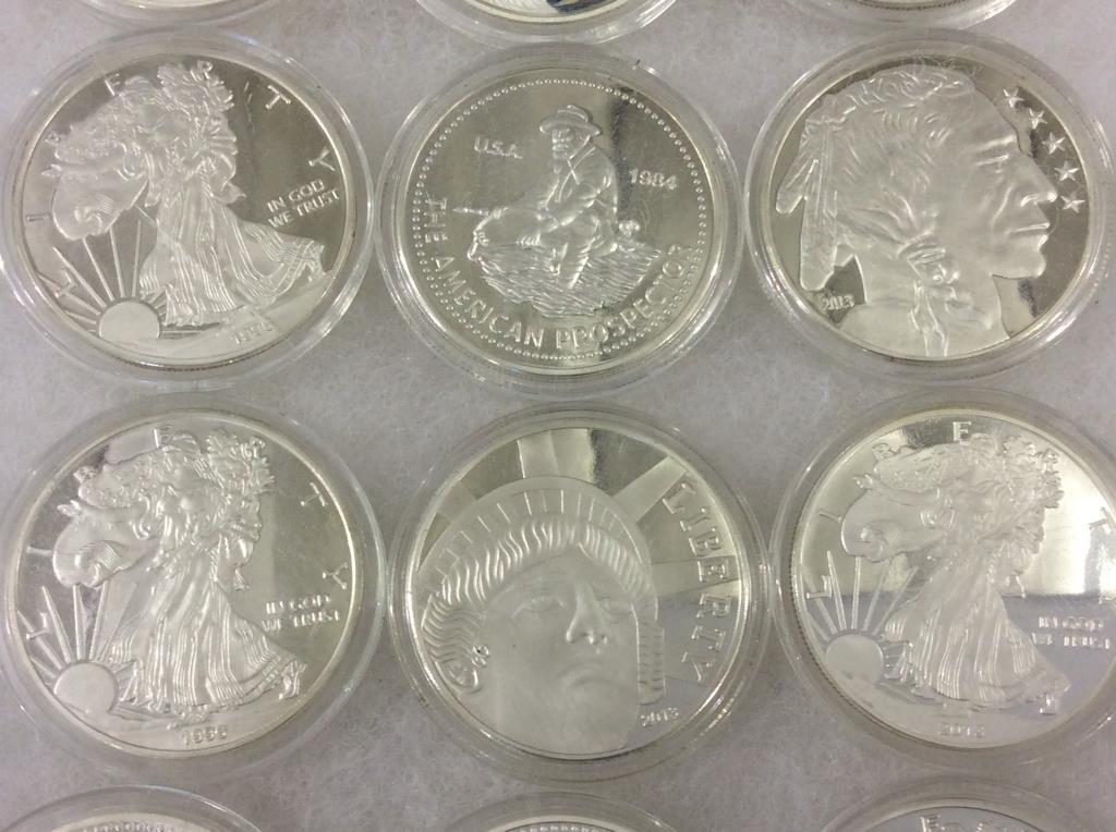 Collection of 21 Various Silver Rounds