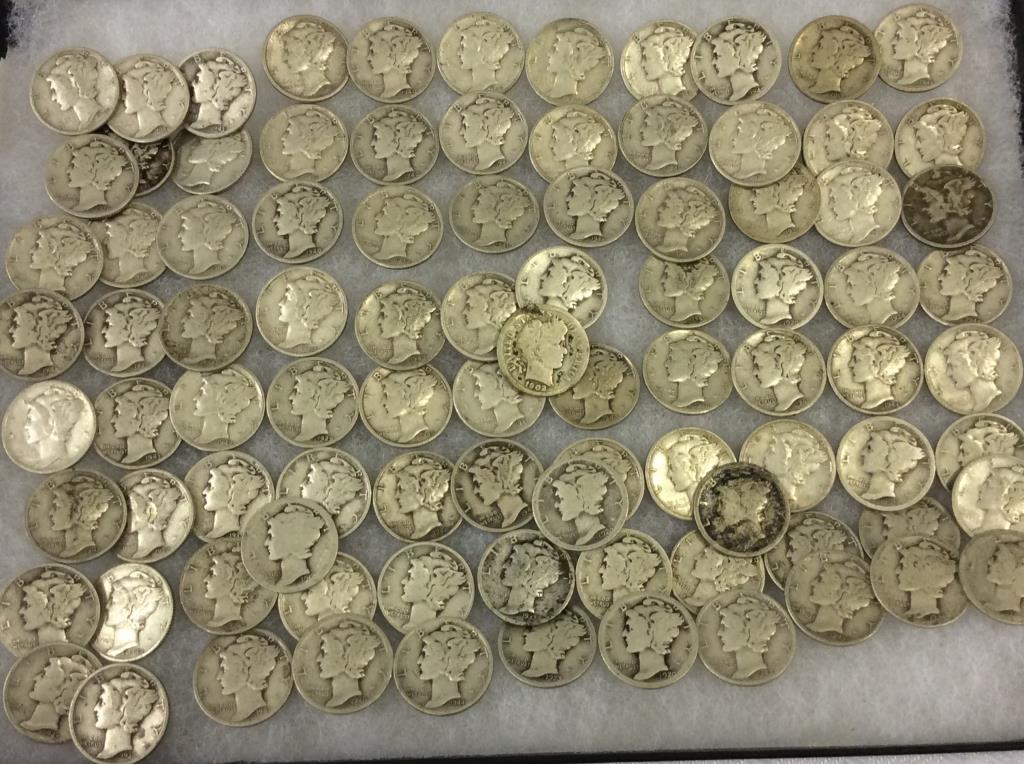 Collection of Approx. 94 Mercury Dimes