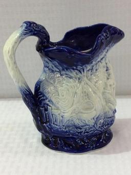 Flo Blue Scenic Pitcher-Burleigh Ironstone