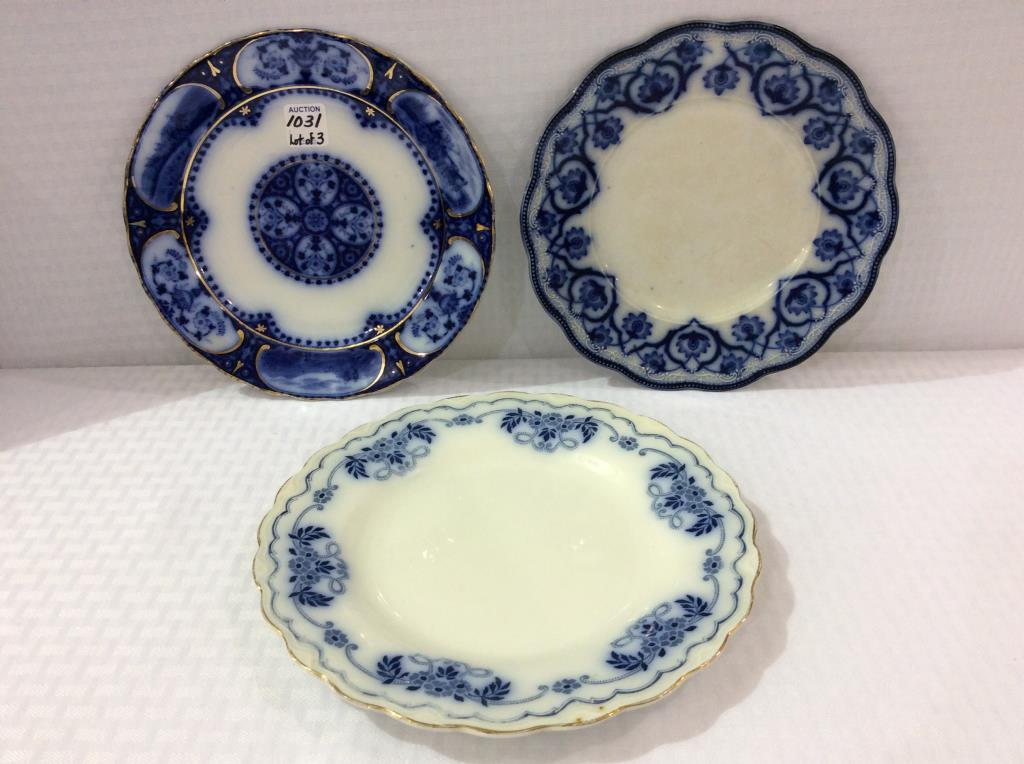Set of 3 Flo Blue Plates-England & German
