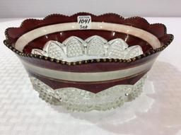 Ruby Star Pattern Glass Berry Set w/ Lg.