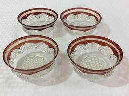 Ruby Star Pattern Glass Berry Set w/ Lg.