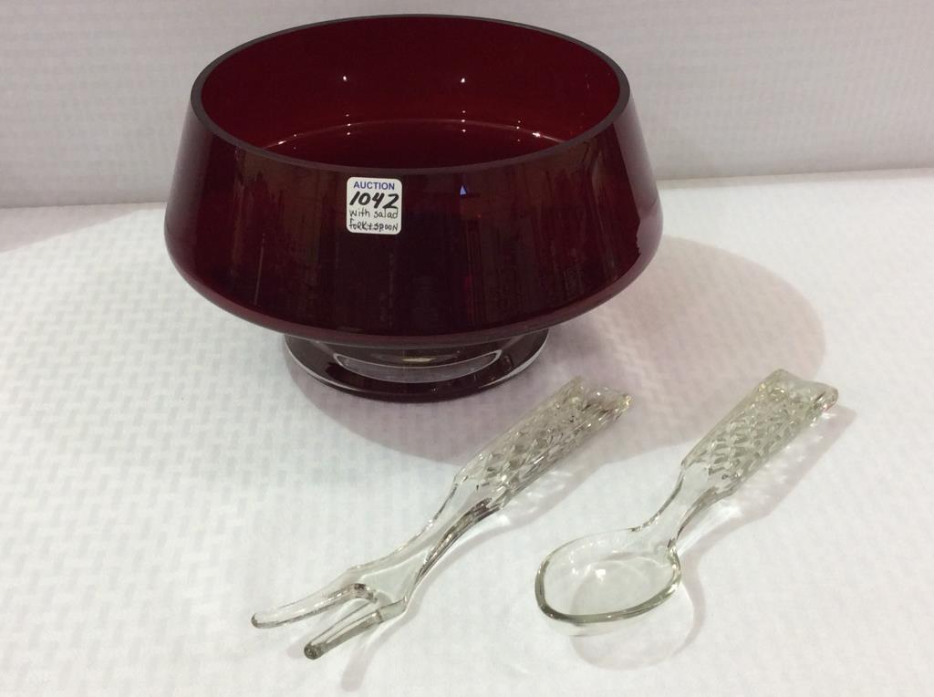 Red Ruby Crystal Bowl (Approx. 6 1/2 Inches