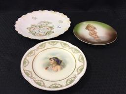 Lot of 3 Painted Plates Including