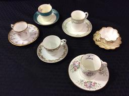 Lot of 6 Mostly Floral Painted Bone China