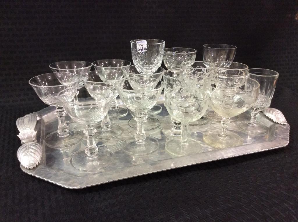 Lot of 16 Various Stemware Goblets w/ Aluminum