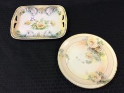 Lot of 2 Floral Painted PIeces Including