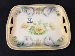 Lot of 2 Floral Painted PIeces Including