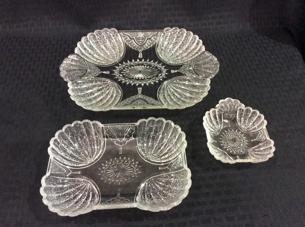 Lg. Set of Old Pressed Glass Pieces Including