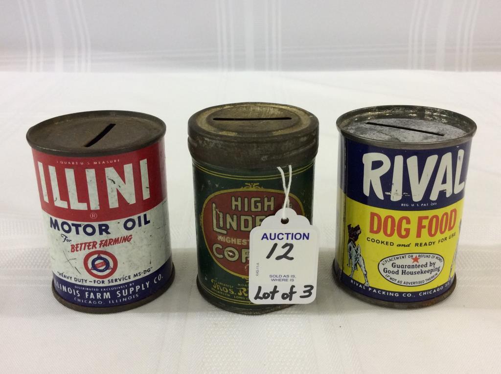 Lot of 3 Tin Adv. Banks Including