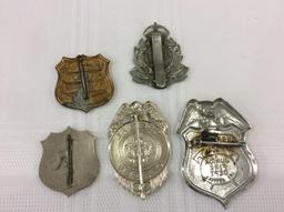 Lot of 5 Various Sm. Badges Including Special