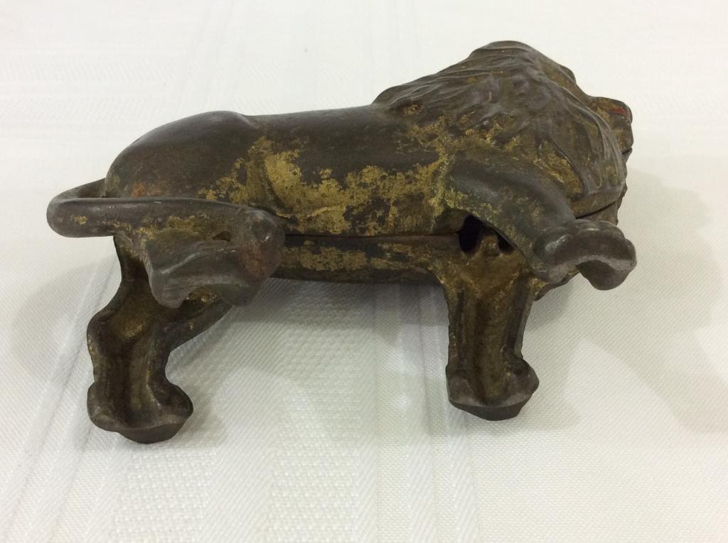 Lot of 2 Cast Iron Lions-Including One  Bank-