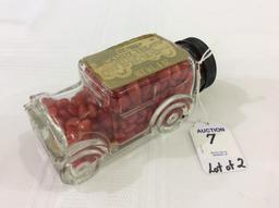 Lot of 2 Glass Car Design Candy Containers