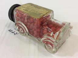 Lot of 2 Glass Car Design Candy Containers