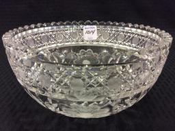 Floral Etched Cut Glass Bowl