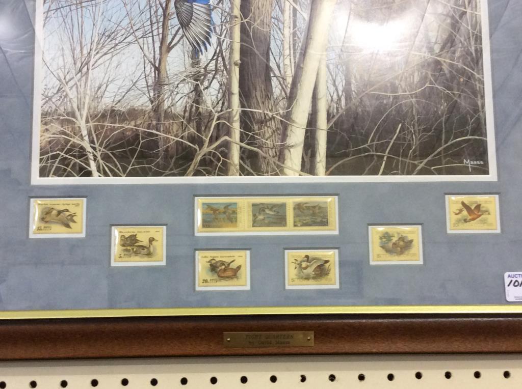 Framed Tight Quarters Duck Print & Stamps by David