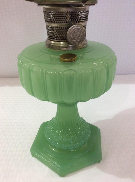 Aladdin Green Jadite Color Kerosene Lamp w/