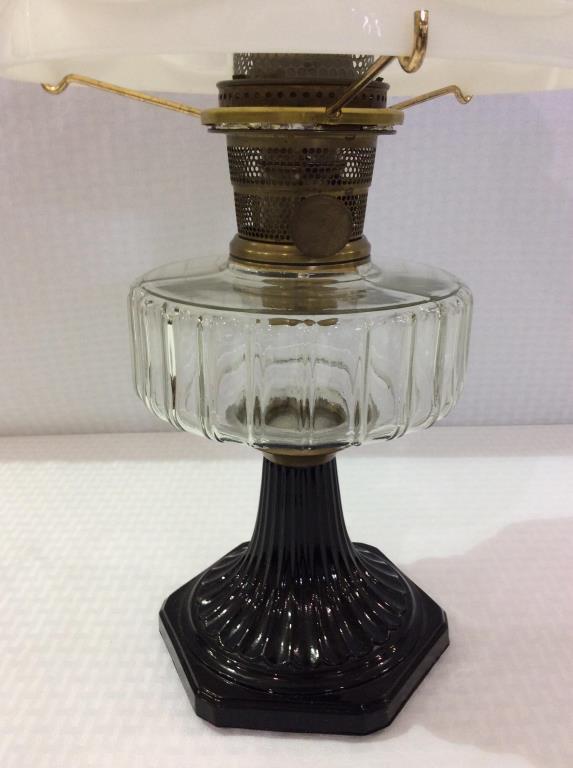 Aladdin Black & Clear Glass Kerosene Lamp w/