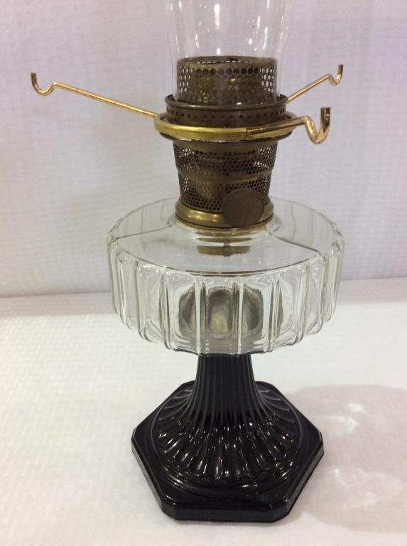 Aladdin Black & Clear Glass Kerosene Lamp w/