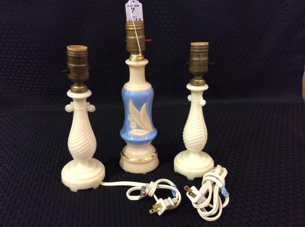 Lot of 3 Sm. Aladdin Alacite Electric Lamps