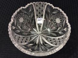 Beautiful Cut Glass Floral Design Bowl