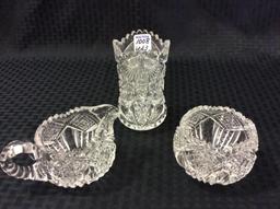 Lot of 3 Ornate Cut Glass Pieces Including