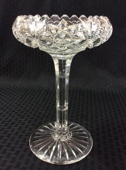 Tall Cut Glass Pedestal Compote Dish