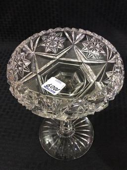 Tall Cut Glass Pedestal Compote Dish