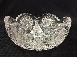 Heavy Intricate Cut Glass Bowl