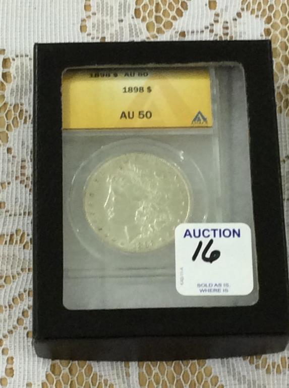 1898 Graded AU50 Morgan Silver Dollar